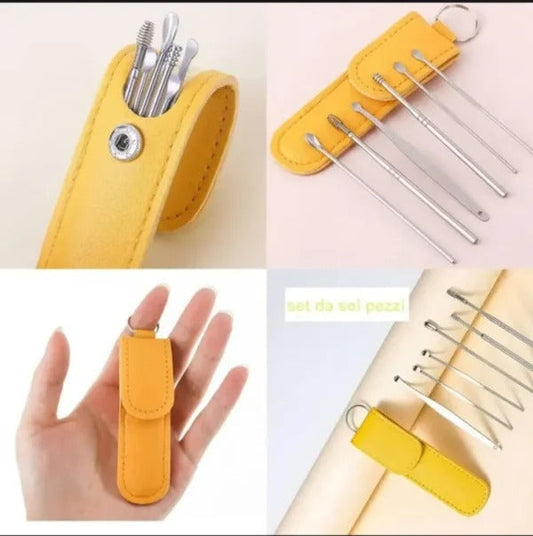Pack of 6 Ear Pick Kit – Portable Ear Wax Remover with Storage Bag