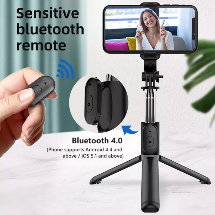 Selfie Stick With LED Light Wireless Bluetooth Foldable Mini Tripod