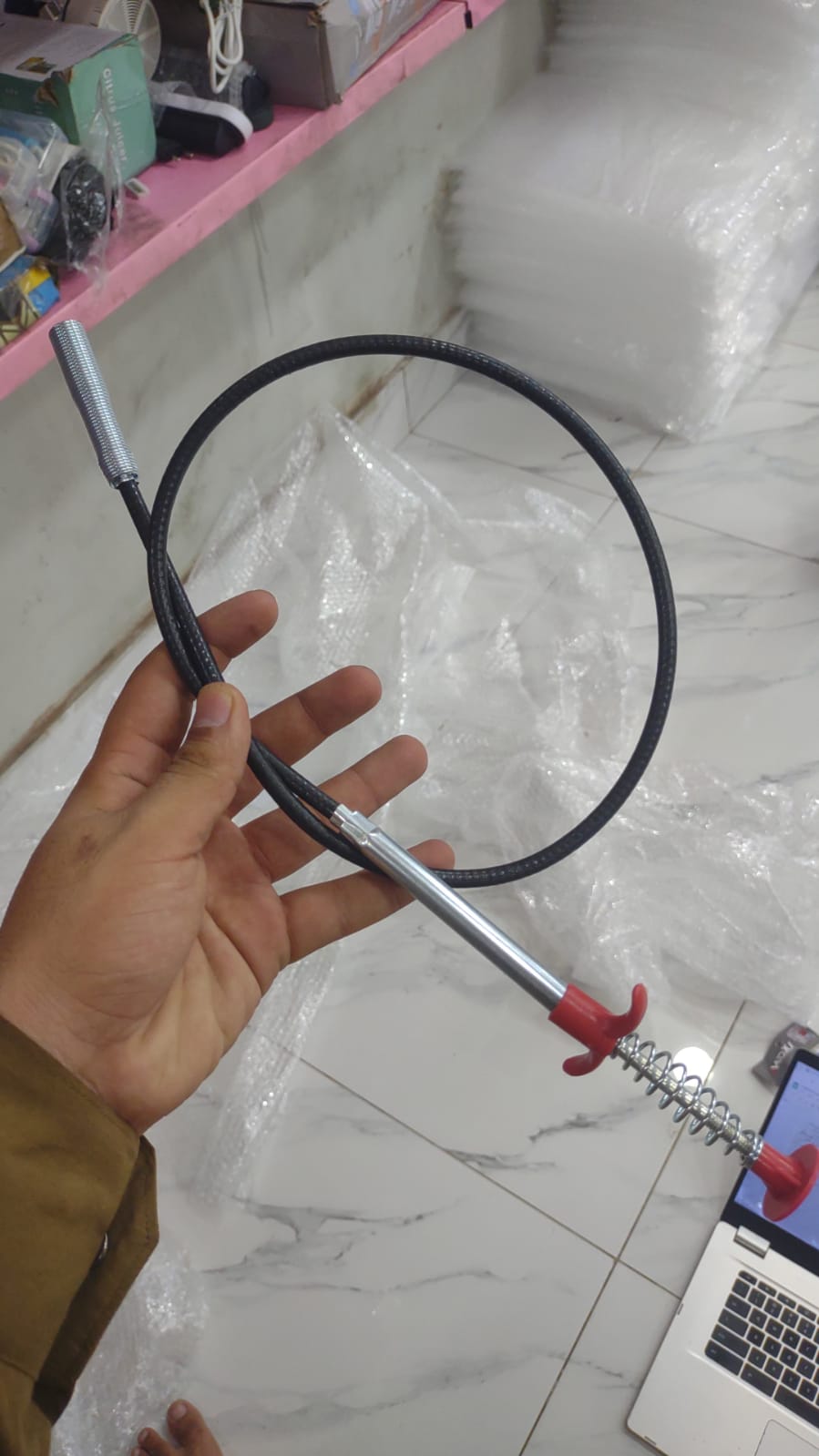 Stainless Steel Hair Catching Drain Cleaning Wire Spring [90cm] Sink Cleaning Stick