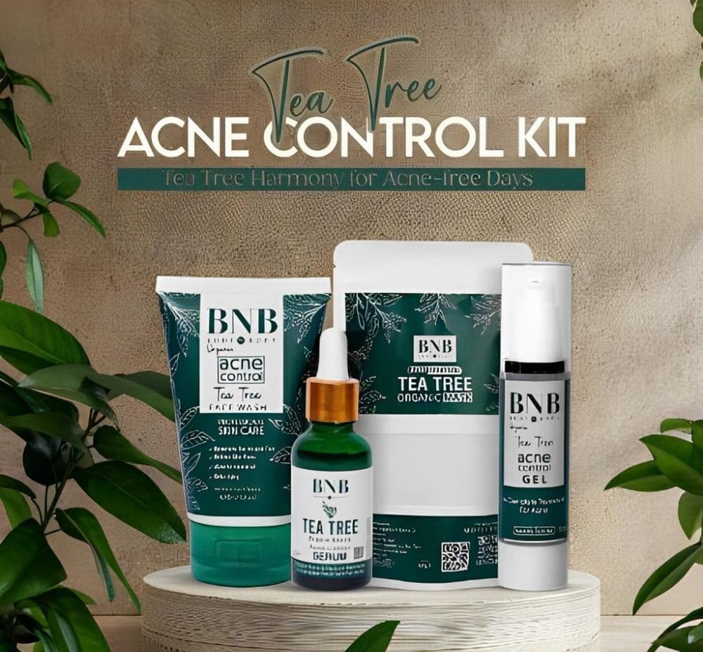 Acne Control Facial Kit - 5 Pcs with Hydrating Tea Tree Wash and Pore Clearing Gel